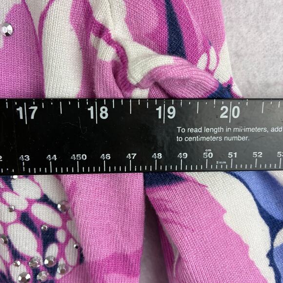 Alfred Dunner 3/4 Sleeve Sweater Women's Petite Measured Medium Floral Sparkle - Picture 4 of 11